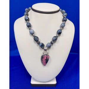 Estate Sterling Silver, Rhodolite & Agate 31”‎ Beaded Necklace! 15